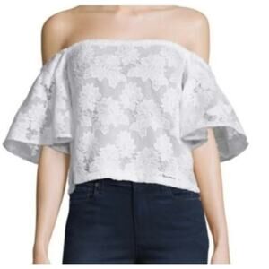 Nicholas Floral Lace Off the Shoulder Top White womens size 10 NWT‎